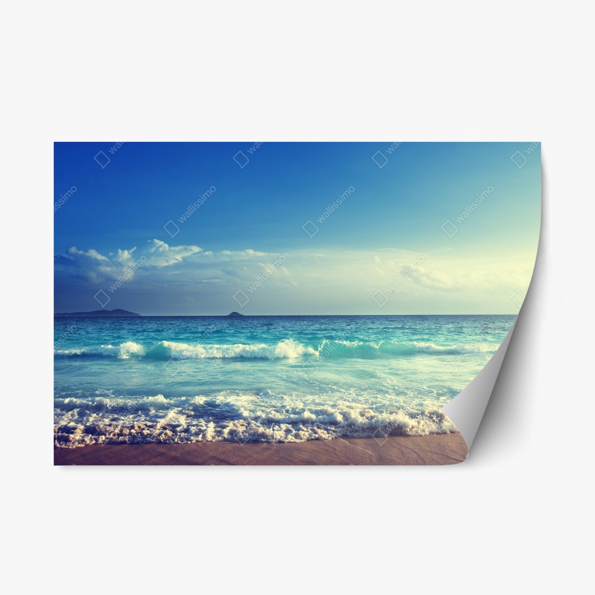 Repositionable sticker Seychelles beach at sunset • Wallissimo®