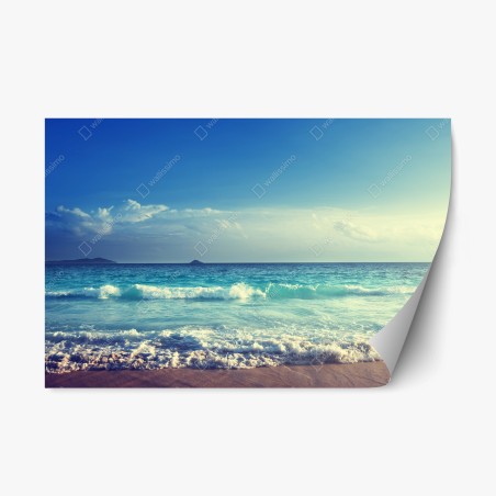 Repositionable sticker Seychelles beach at sunset • Wallissimo®