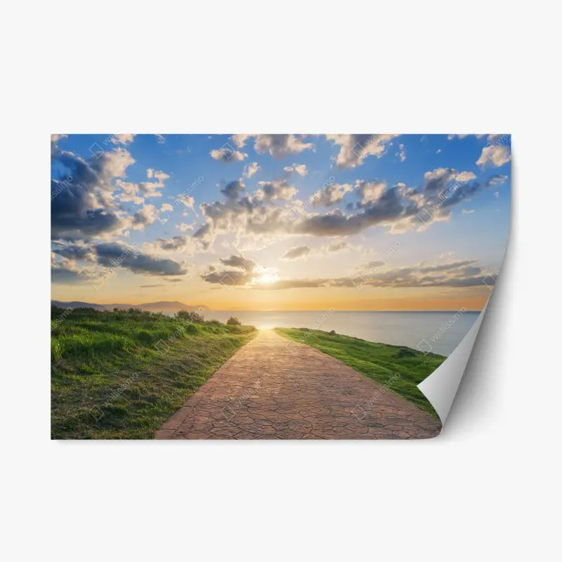 Repositionable sticker path to the sea at sunrise