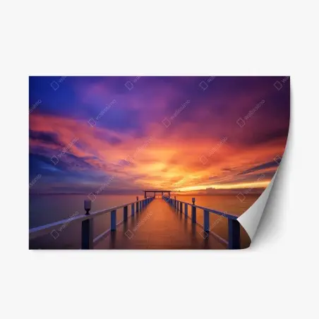 Repositionable sticker sunset pier at island beach • Wallissimo®
