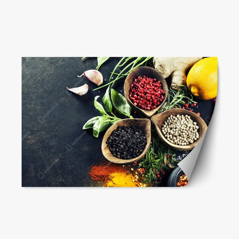 Repositionable sticker vibrant spices and fresh herbs