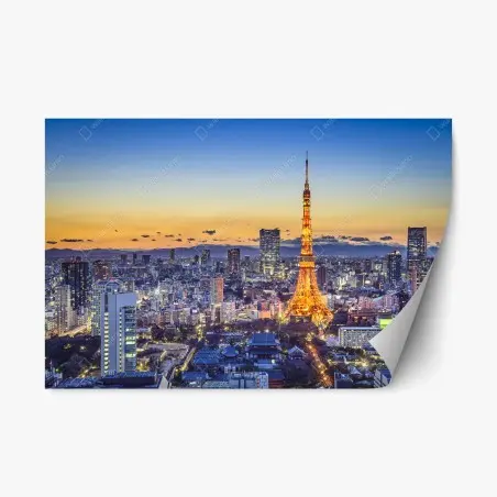 Repositionable sticker Tokyo Tower at dusk skyline • Wallissimo®