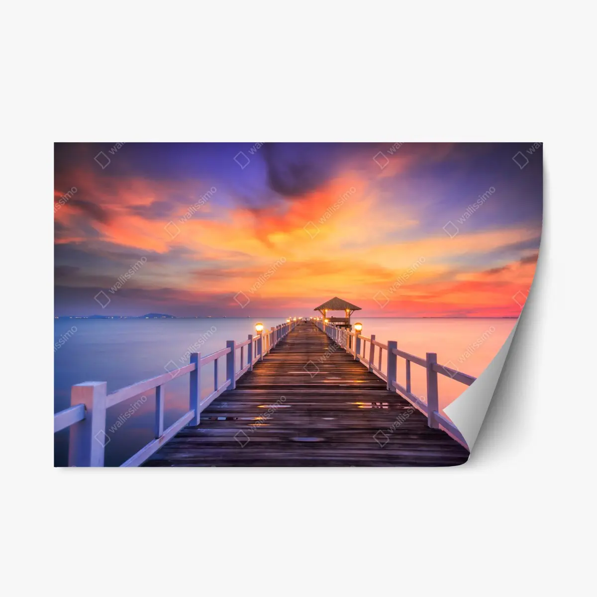 Repositionable sticker wooden pier at sunrise ⁕ Wallissimo® Repositionable sticker wooden pier at sunrise ⁕ Wallissimo®