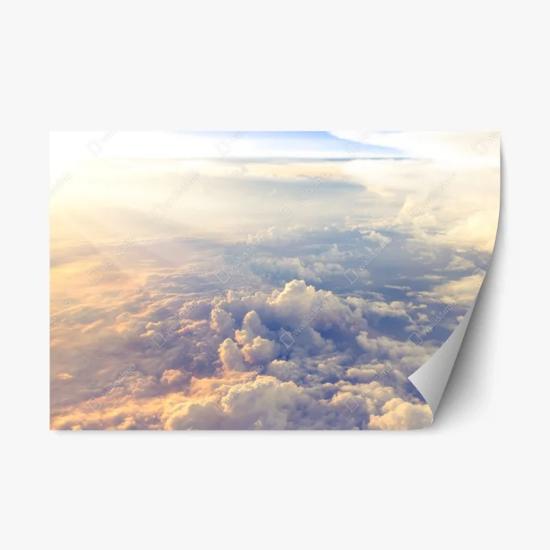 Repositionable sticker sunlit clouds above the horizon