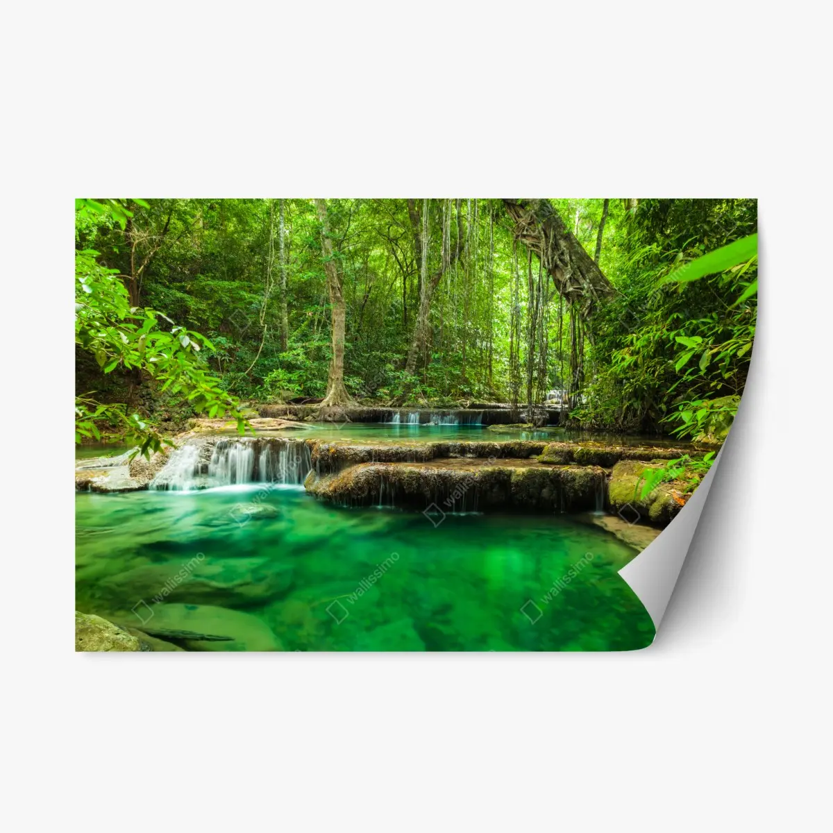 Repositionable sticker serene turquoise pools at Erawan waterfall • Wallissimo® Repositionable sticker serene turquoise pools at Erawan waterfall • Wallissimo®