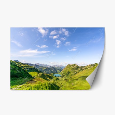 Repositionable sticker serene alpine mountain lake • Wallissimo®