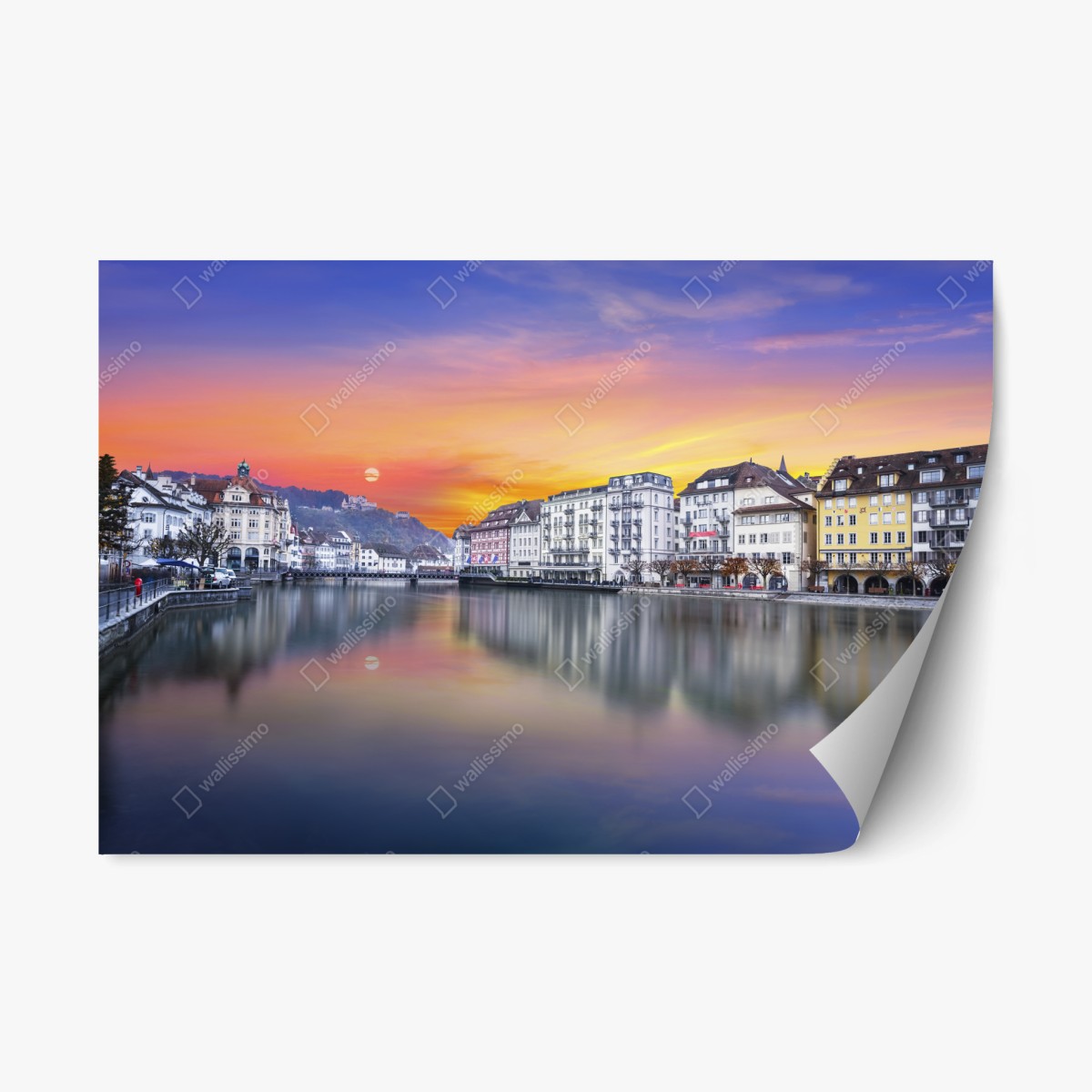 Repositionable sticker Lucerne river at twilight • Wallissimo® Repositionable sticker Lucerne river at twilight • Wallissimo®