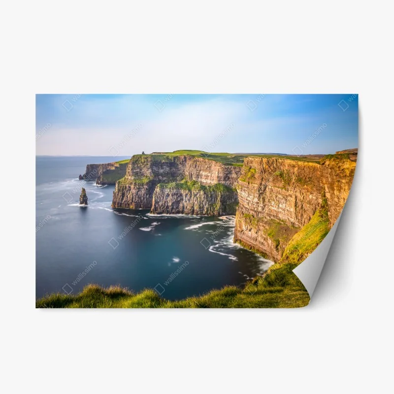 Repositionable sticker majestic coastal cliffs over deep blue sea