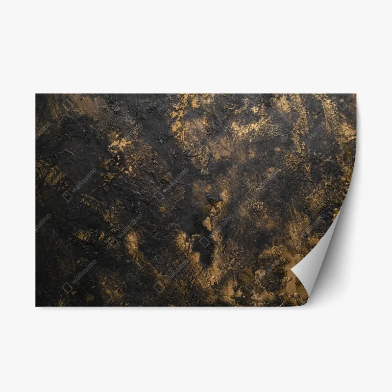 Repositionable sticker black and gold textured abstract wall art
