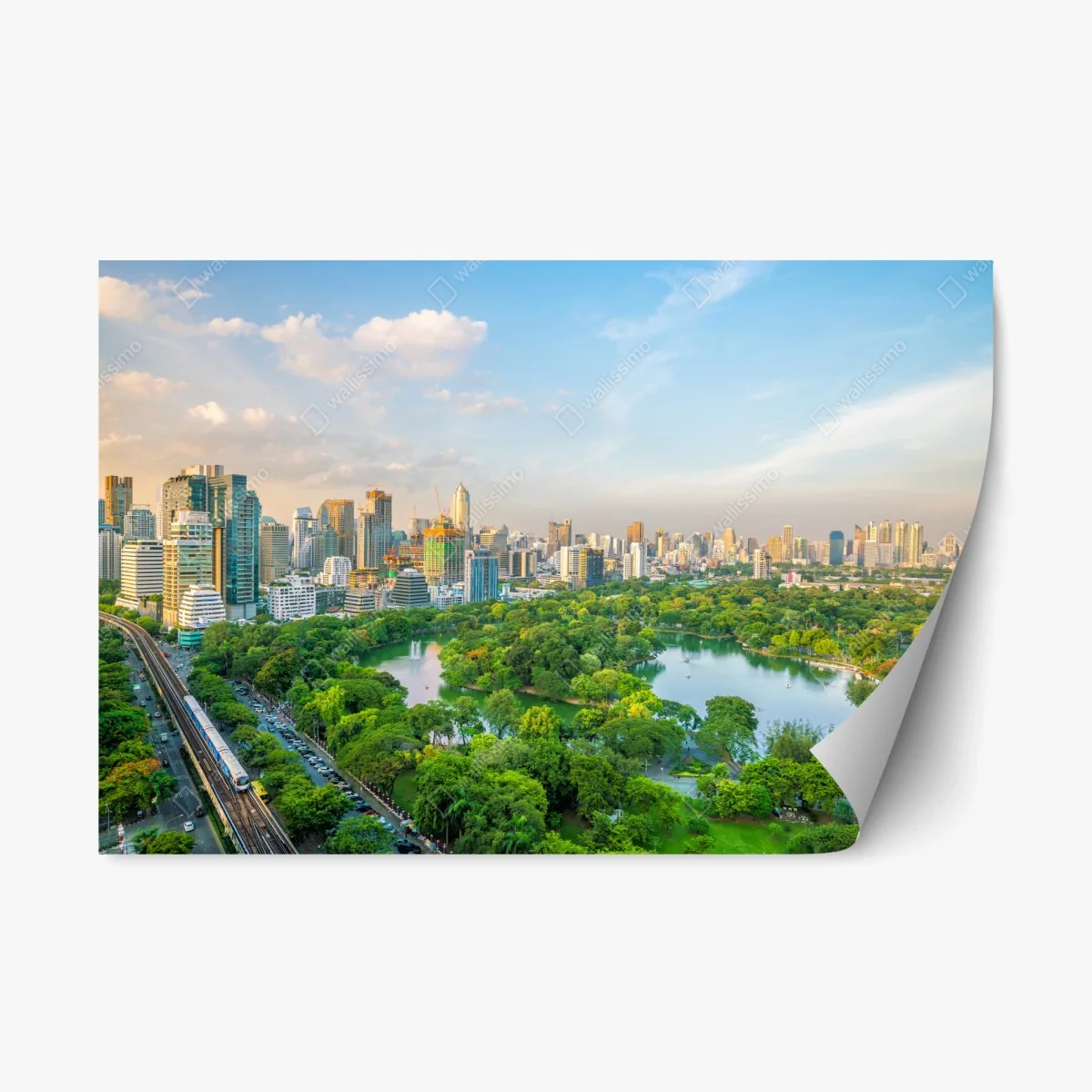 Repositionable sticker Bangkok skyline over Lumpini Park • Wallissimo® Repositionable sticker Bangkok skyline over Lumpini Park • Wallissimo®