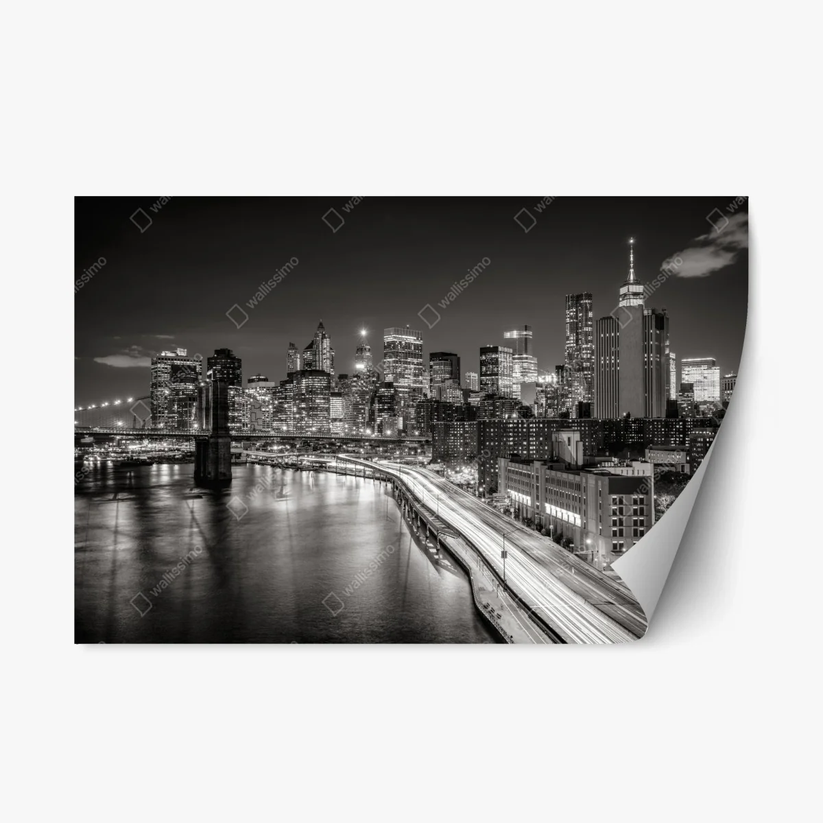 Repositionable sticker monochrome city skyline at night ⁕ Wallissimo® Repositionable sticker monochrome city skyline at night ⁕ Wallissimo®