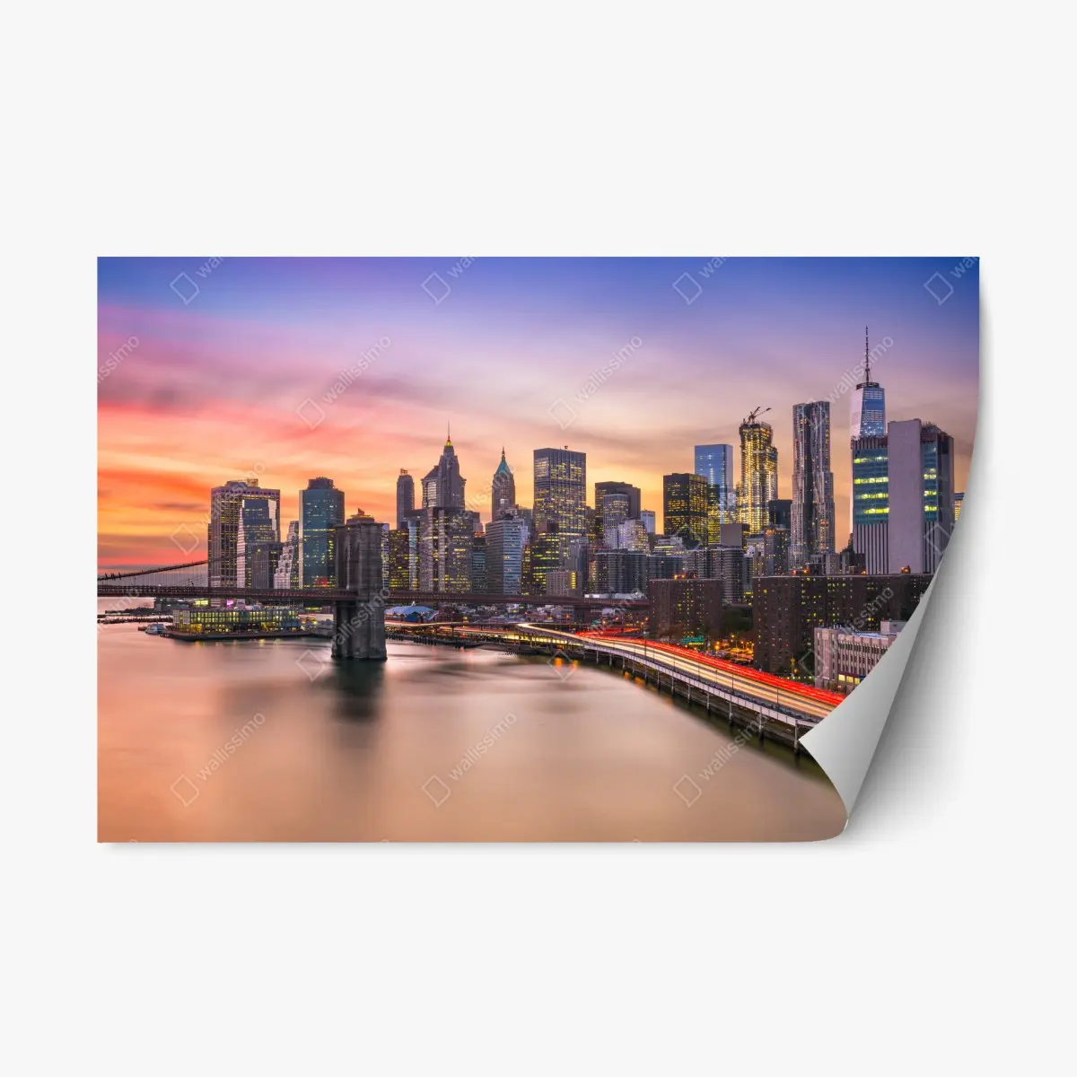 Repositionable sticker New York skyline at sunset • Wallissimo® Repositionable sticker New York skyline at sunset • Wallissimo®
