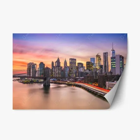 Repositionable sticker New York skyline at sunset • Wallissimo®