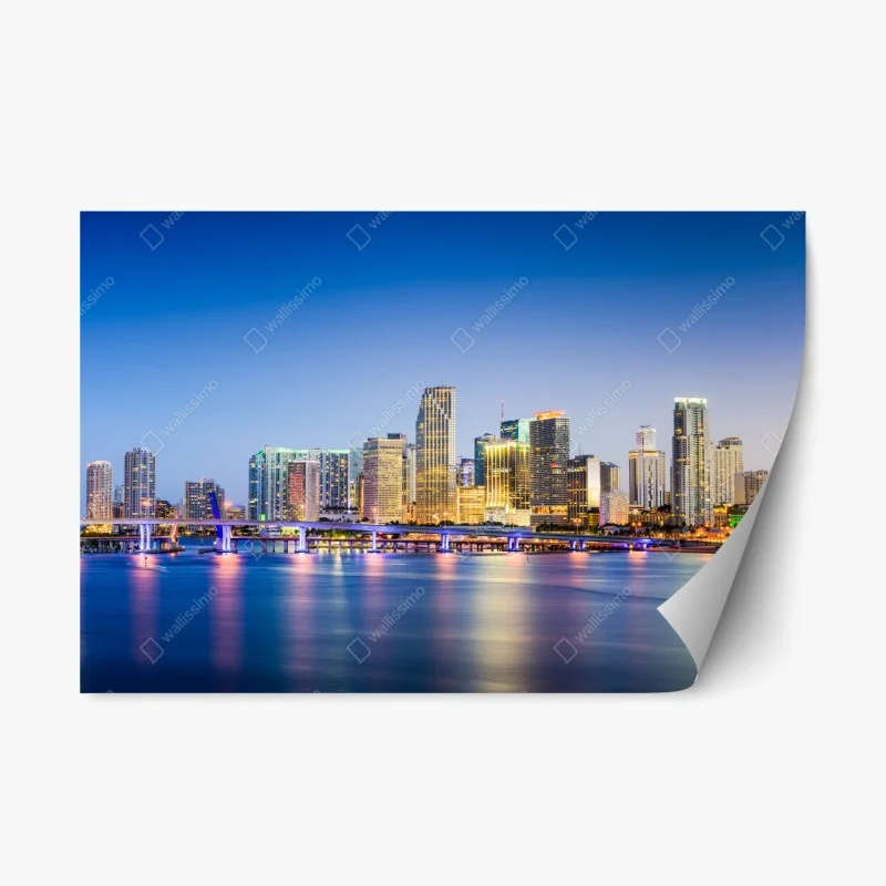 Repositionable sticker Miami downtown skyline at dusk