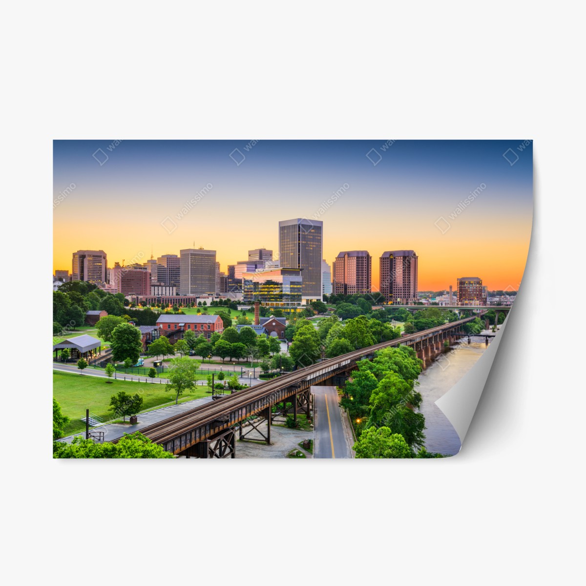 Repositionable sticker Richmond skyline at sunset • Wallissimo® Repositionable sticker Richmond skyline at sunset • Wallissimo®