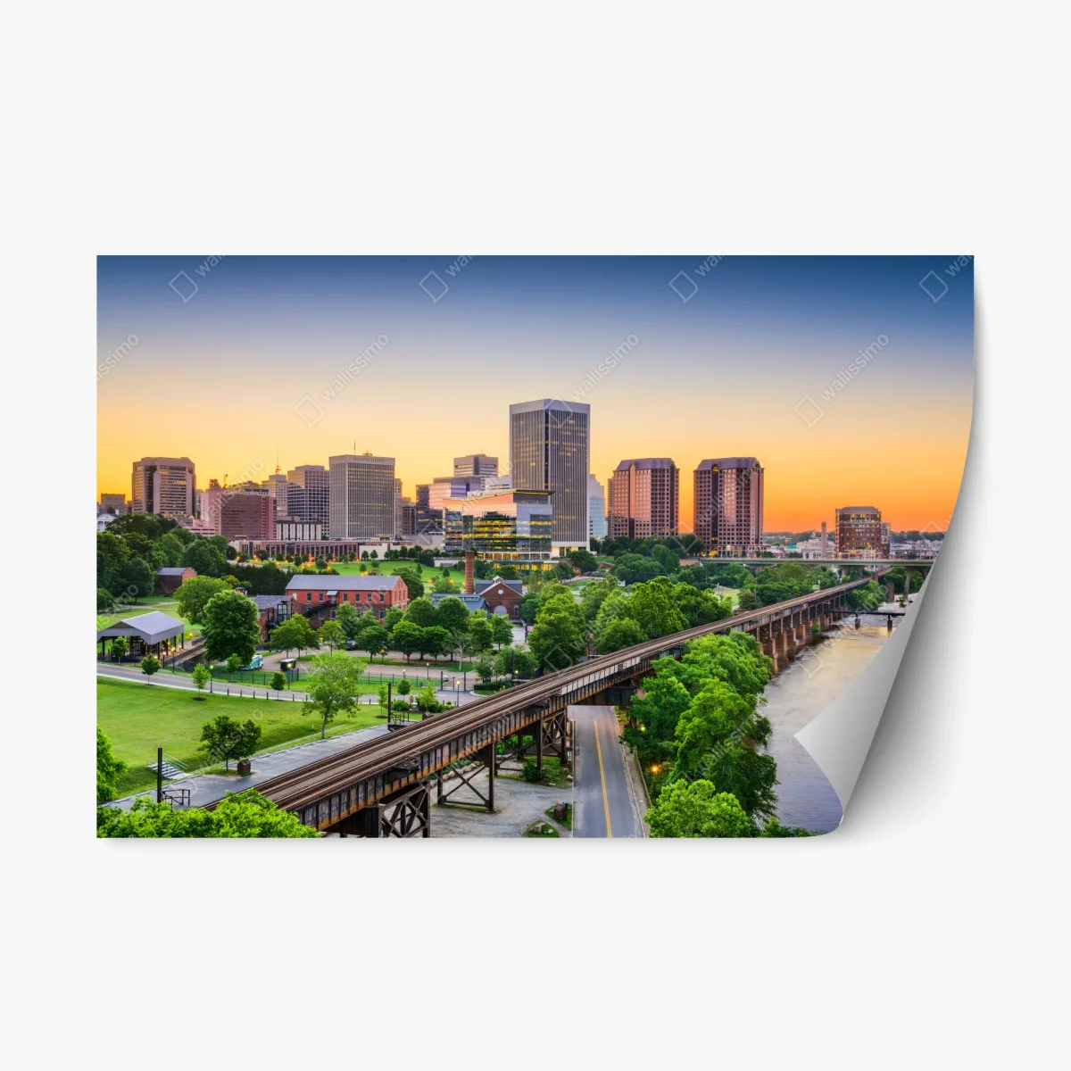 Repositionable sticker Richmond skyline at sunset • Wallissimo® Repositionable sticker Richmond skyline at sunset • Wallissimo®