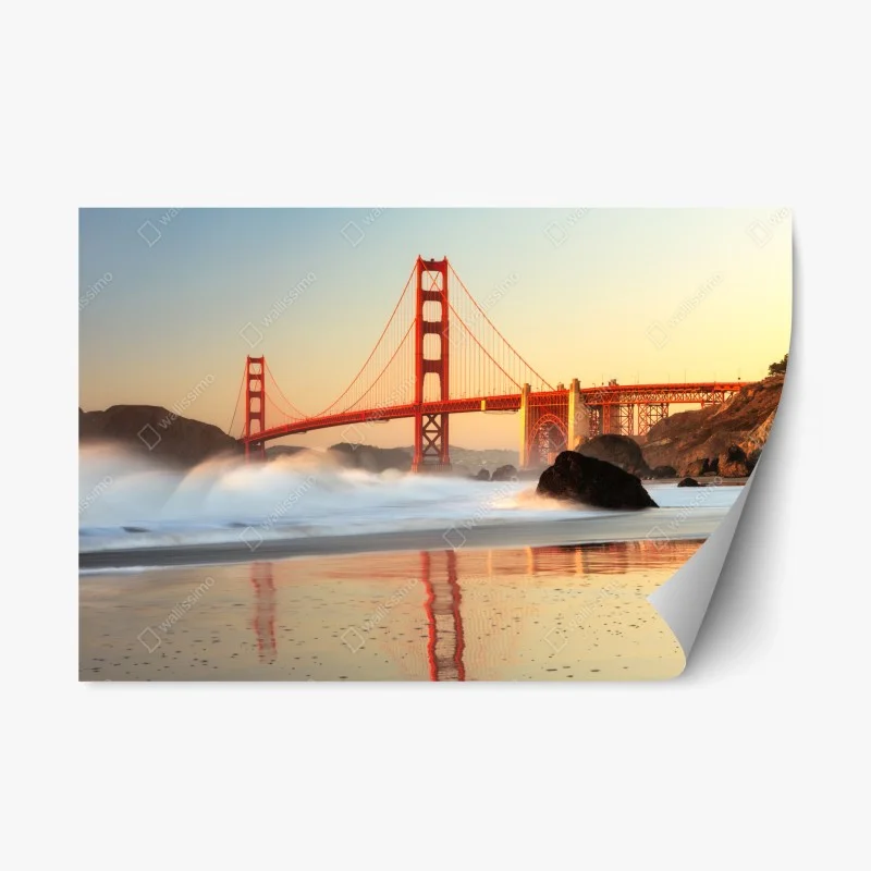 Repositionable sticker Golden Gate bridge at sunset