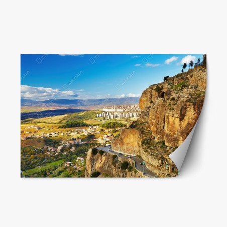 Repositionable sticker dramatic cliffs of Constantine cityscape • Wallissimo®