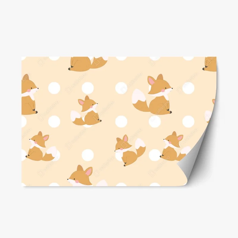 Repositionable sticker playful fox pattern in pastel beige