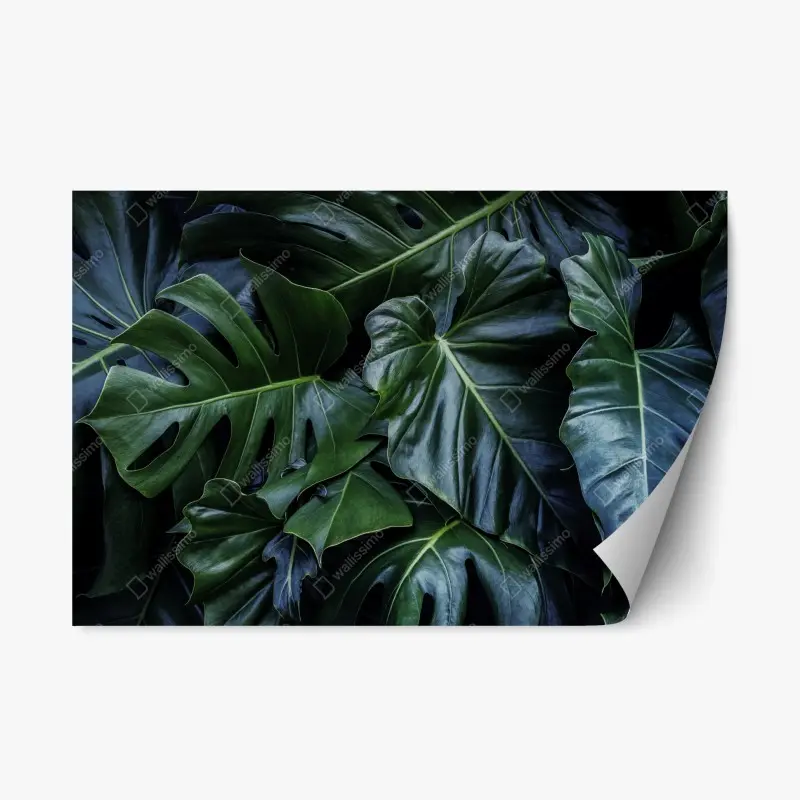 Repositionable sticker turquoise botanical leaf pattern • Wallissimo®