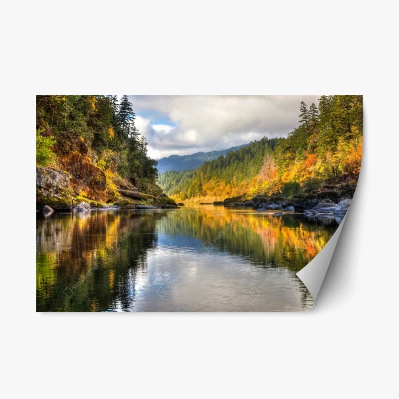 Repositionable sticker Rogue River autumn reflections