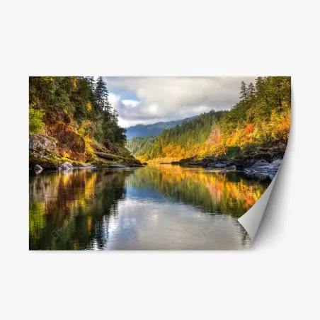 Repositionable sticker Rogue River autumn reflections • Wallissimo®