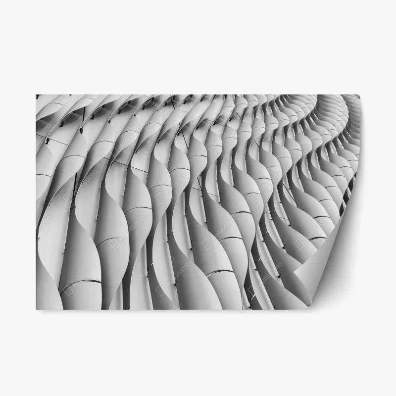 Repositionable sticker architectural wave pattern in grayscale