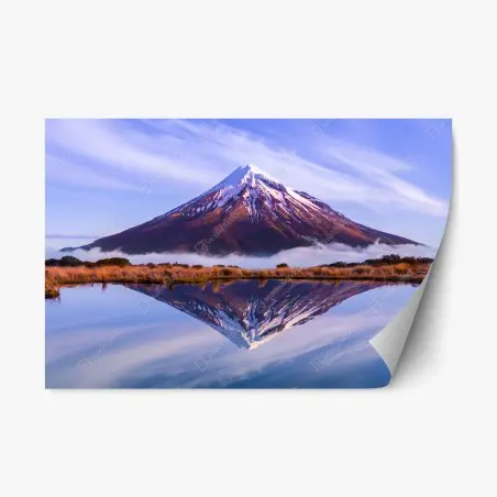 Repositionable sticker majestic mountain reflection at sunrise • Wallissimo®