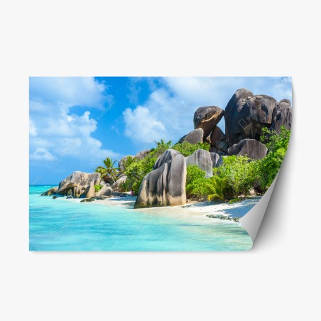 Repositionable sticker Anse Source d'Argent beach, La Digue • Wallissimo®