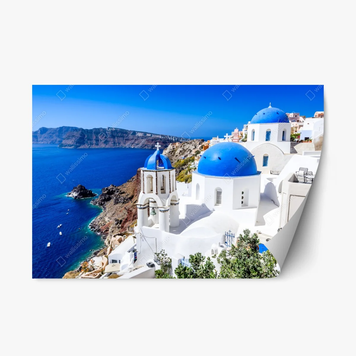 Repositionable sticker Santorini blue domes over the caldera ⁕ Wallissimo® Repositionable sticker Santorini blue domes over the caldera ⁕ Wallissimo®