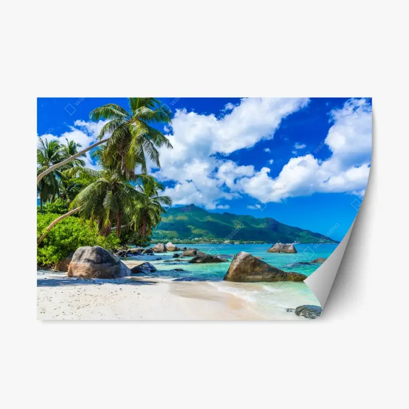 Repositionable sticker Baie Beau Vallon tropical beach escape
