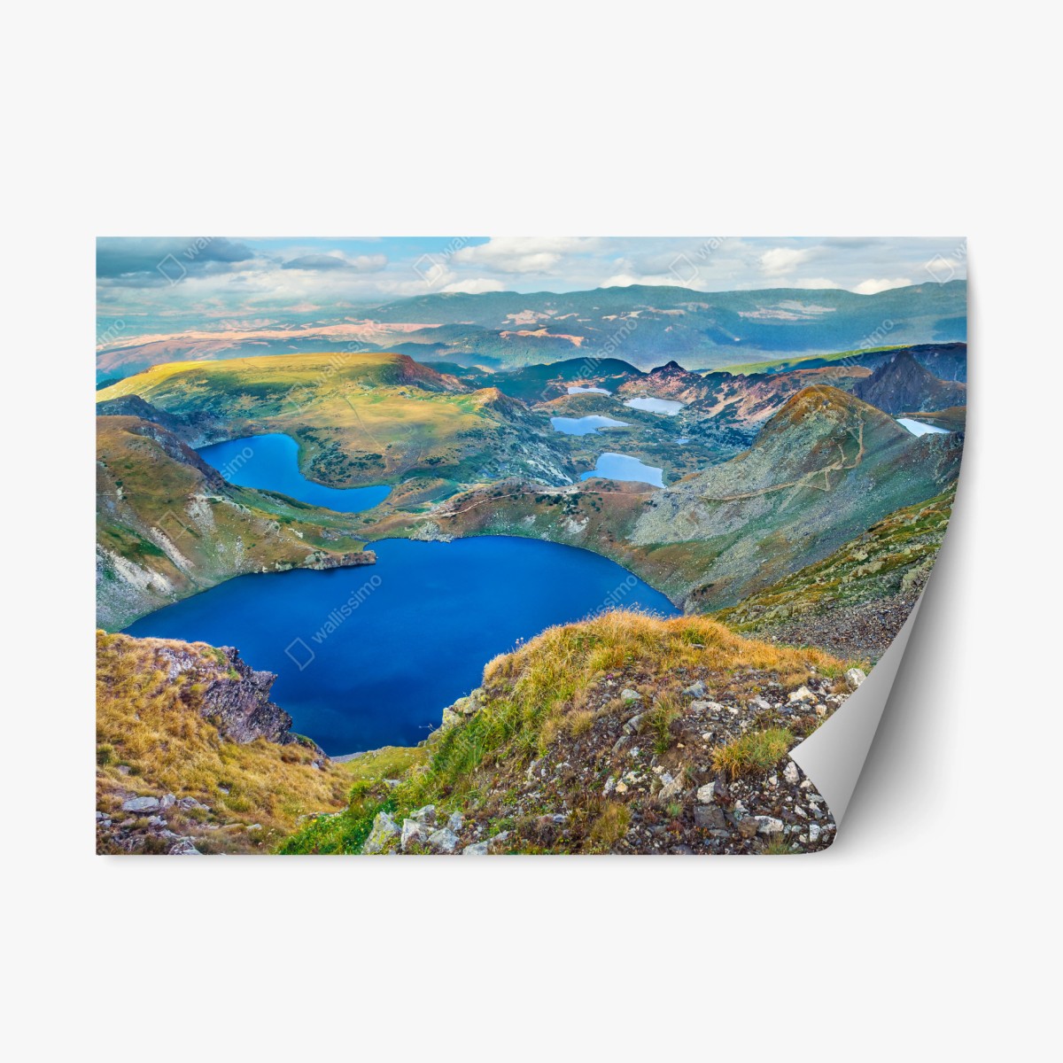 Repositionable sticker alpine blue lakes panorama • Wallissimo® Repositionable sticker alpine blue lakes panorama • Wallissimo®