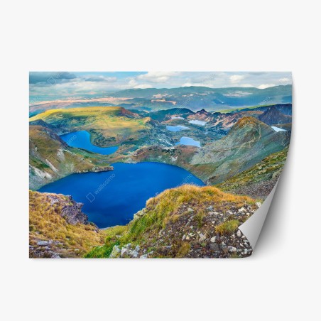 Repositionable sticker alpine blue lakes panorama • Wallissimo®