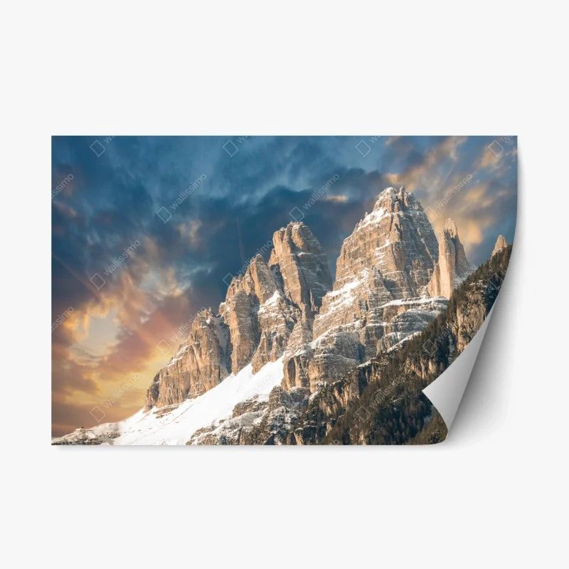 Repositionable sticker dramatic sunset over the Dolomites peaks