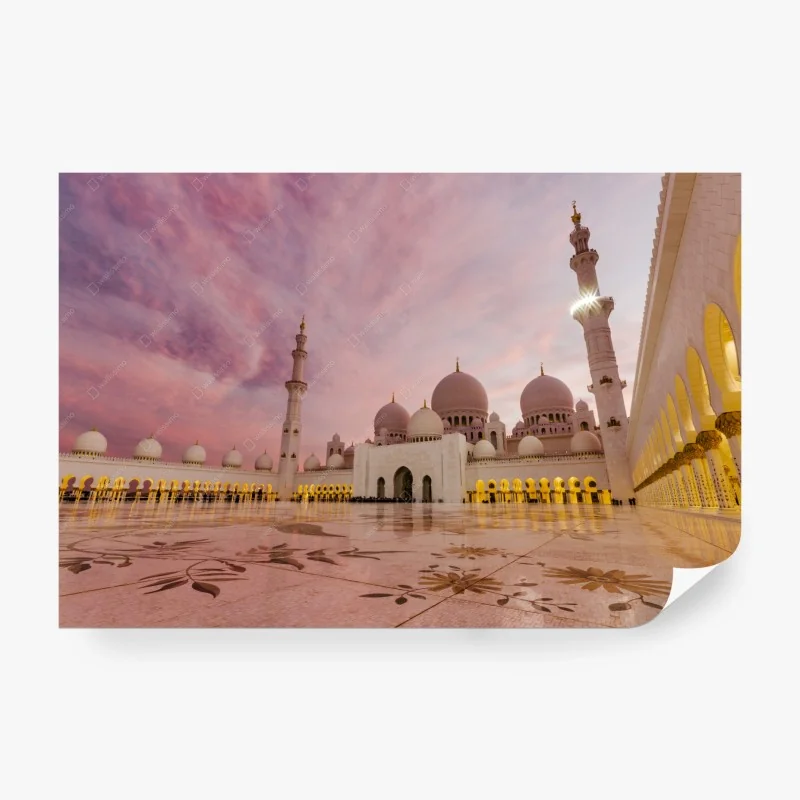Wall mural serene sunset at Sheikh Zayed Mosque