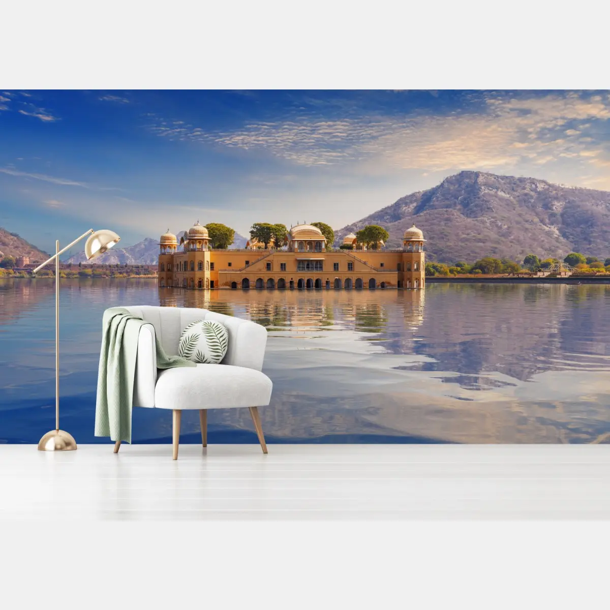 Wall mural Jal Mahal on tranquil lake • Wallissimo®