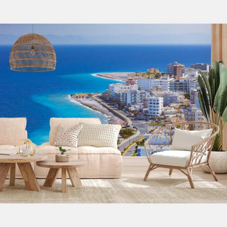 Wall mural Elli beach, Rhodes seafront panorama • Wallissimo®