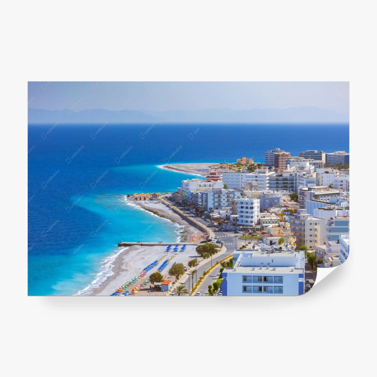 Wall mural Elli beach, Rhodes seafront panorama • Wallissimo® Wall mural Elli beach, Rhodes seafront panorama • Wallissimo®