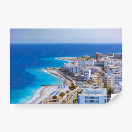 Wall mural Elli beach, Rhodes seafront panorama • Wallissimo®