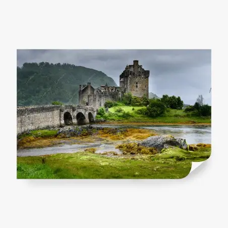 Wall mural medieval castle by stone bridge • Wallissimo®