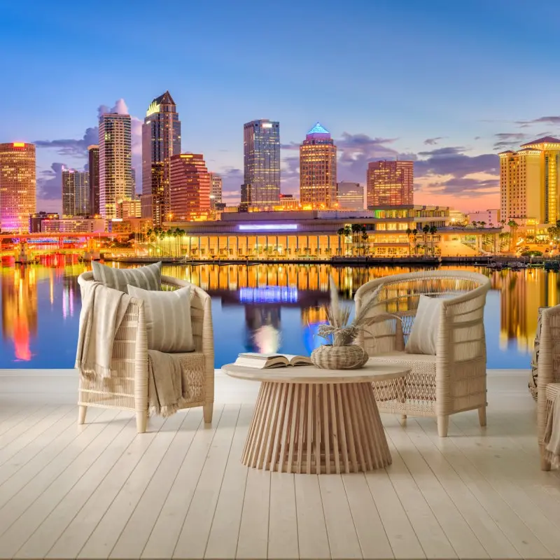 Wall mural Tampa skyline at dusk