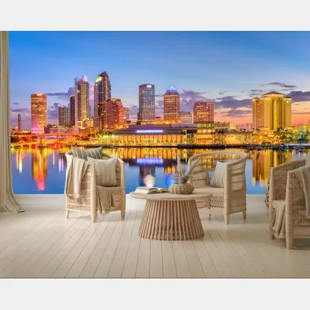 Wall mural Tampa skyline at dusk • Wallissimo®