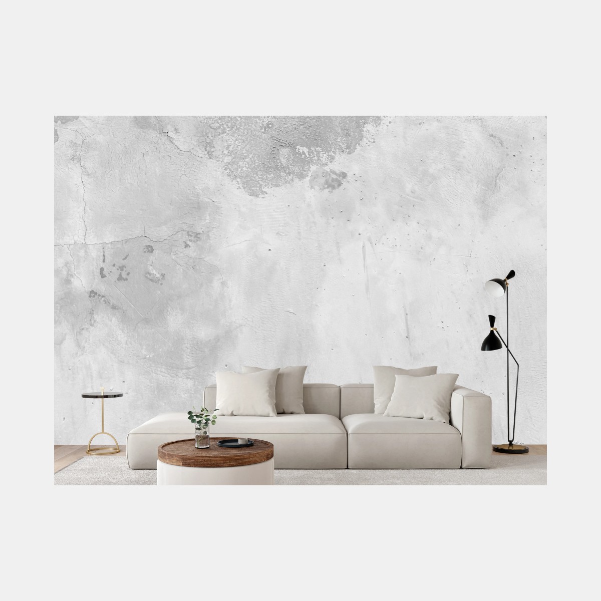 Wall mural white peeling concrete wall texture • Wallissimo®