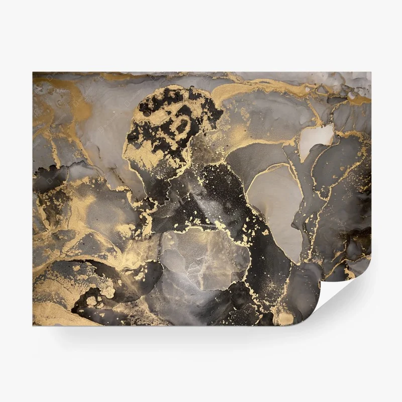 Wall mural golden line mountain landscape • Wallissimo®