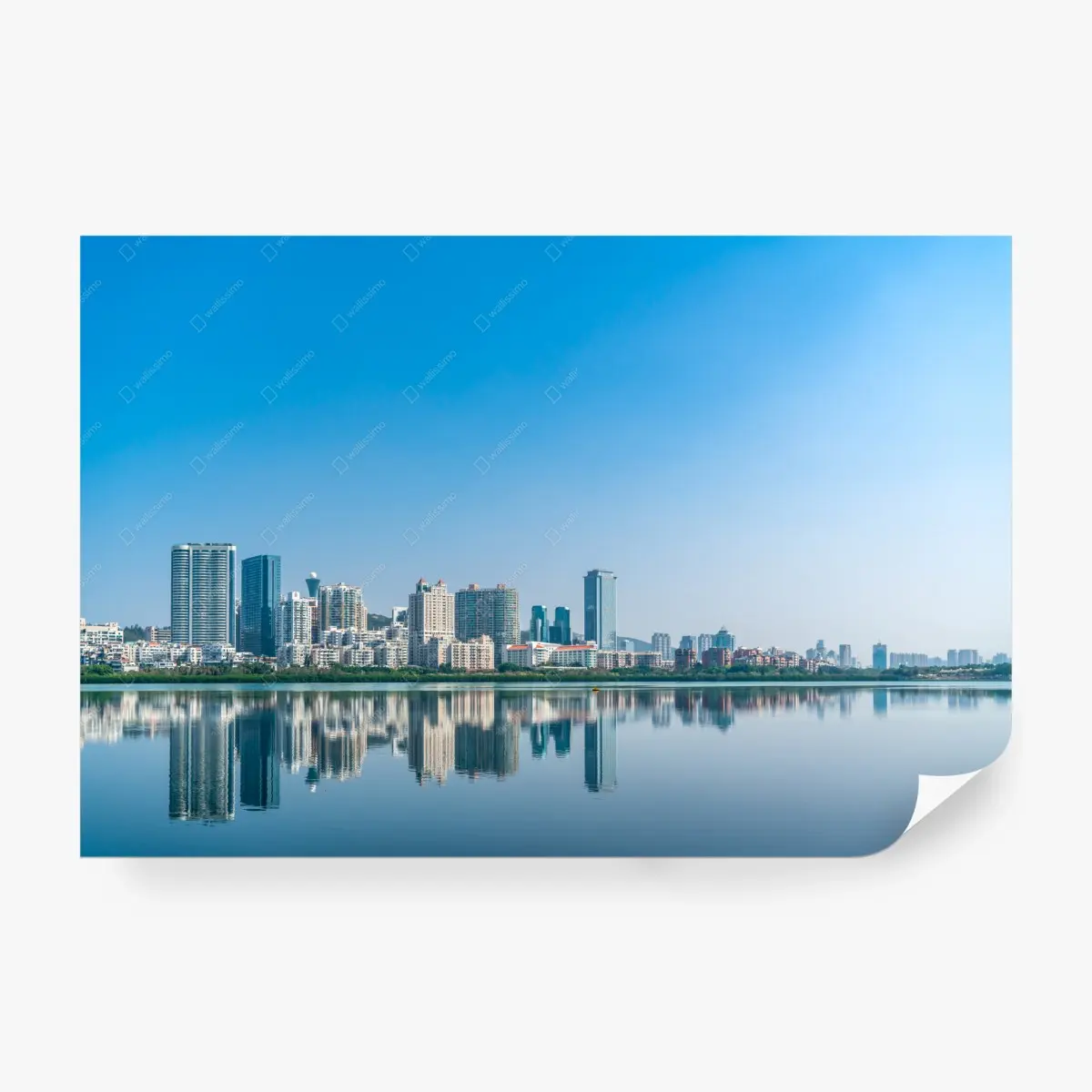 Wall mural calm city skyline reflection over water • Wallissimo®