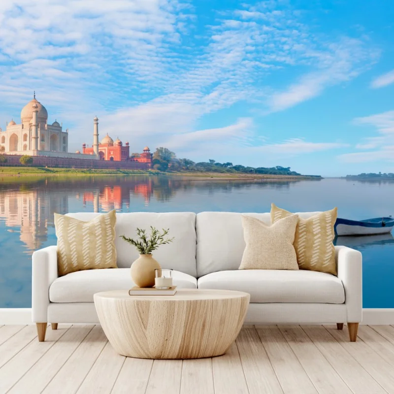 Wall mural Taj Mahal reflected at dawn