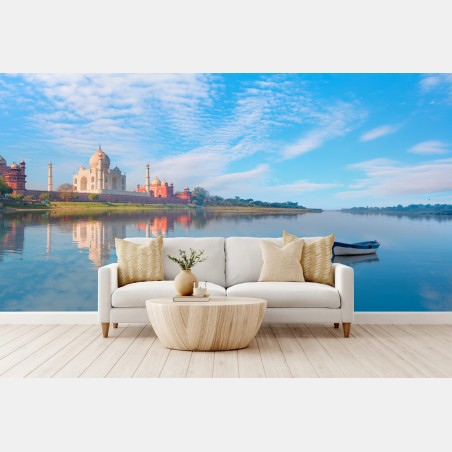 Wall mural Taj Mahal reflected at dawn • Wallissimo®