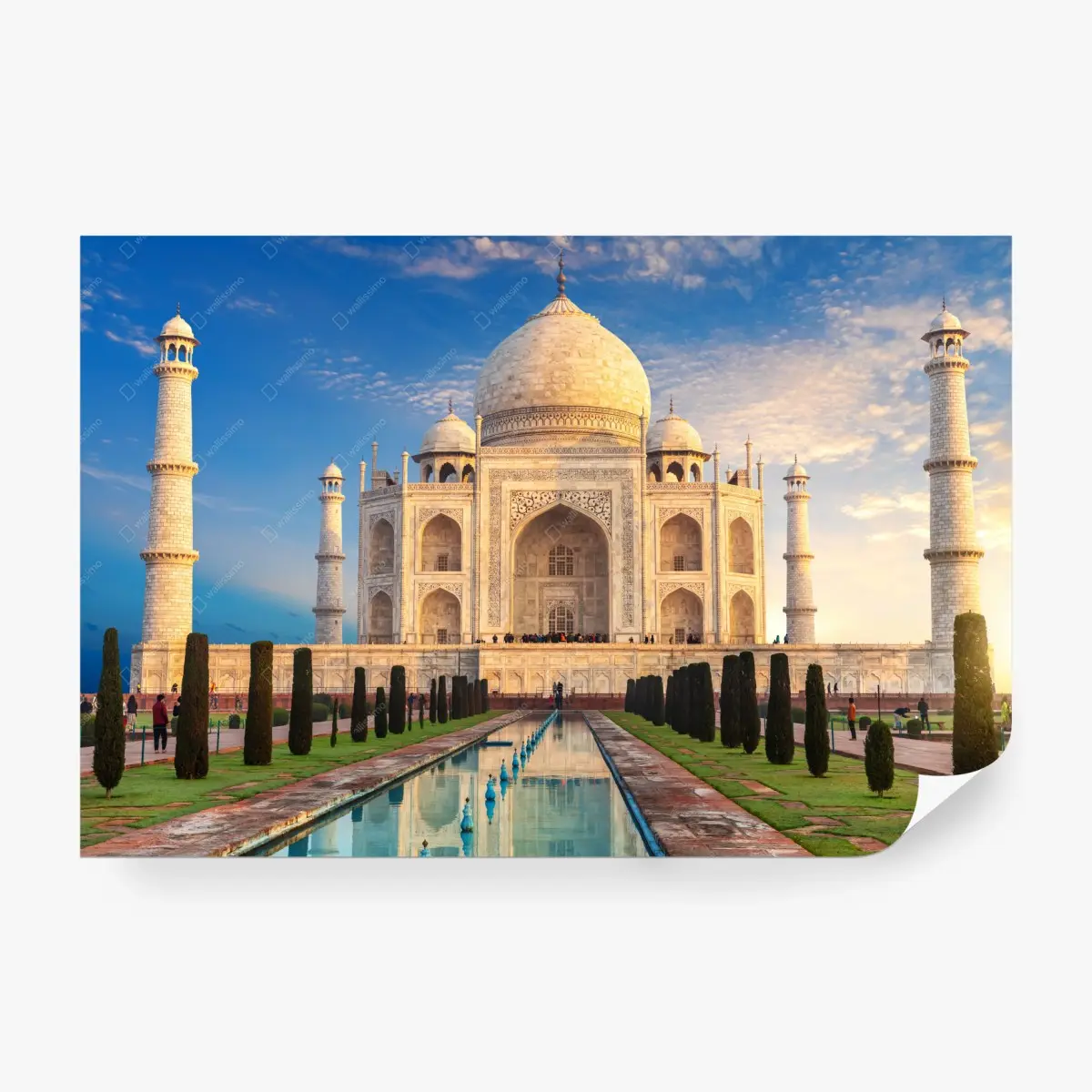 Wall mural Taj Mahal at sunrise • Wallissimo®