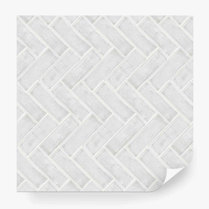 Wall mural white herringbone tile pattern