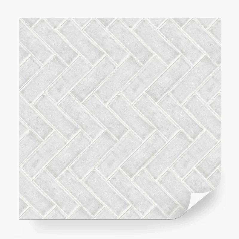 Wall mural white herringbone tile pattern